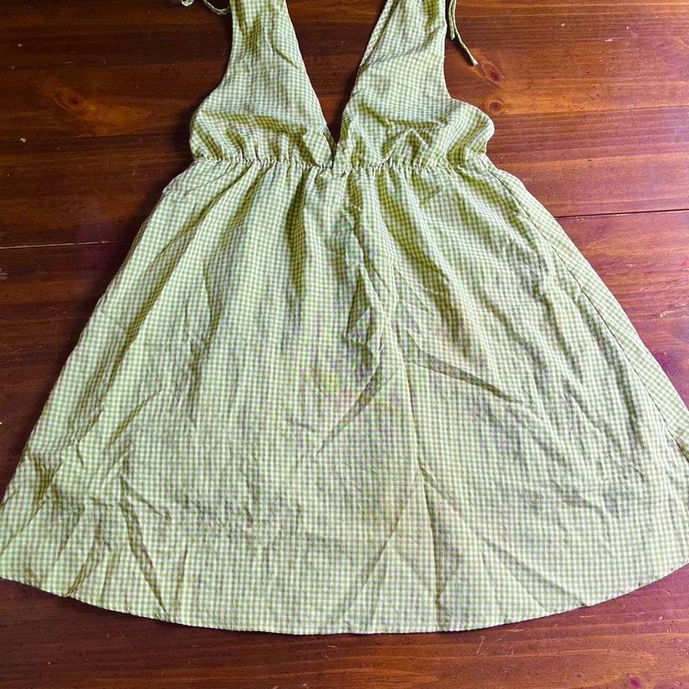 Green Gingham Sleeveless Dress